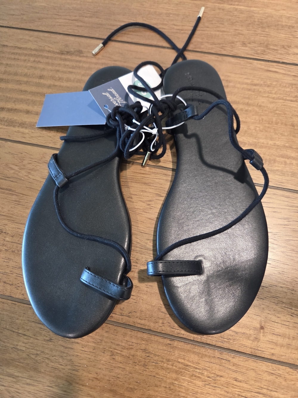 Universal Thread Black Lace-Up  Flat Sandals